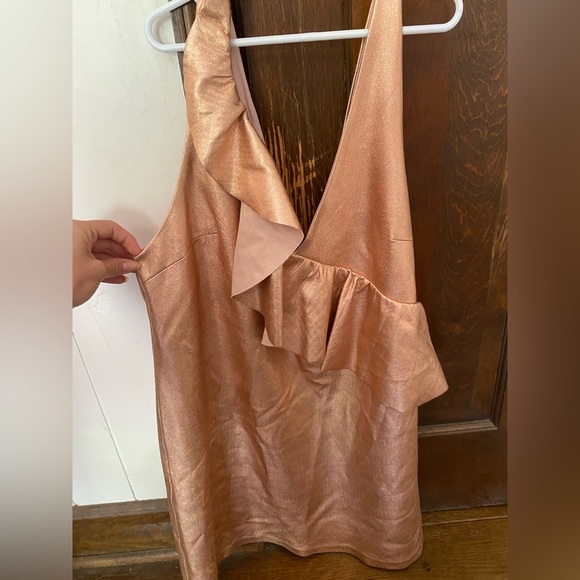 Zara Metallic Ruffle Mini Dress - Picture 1 of 6